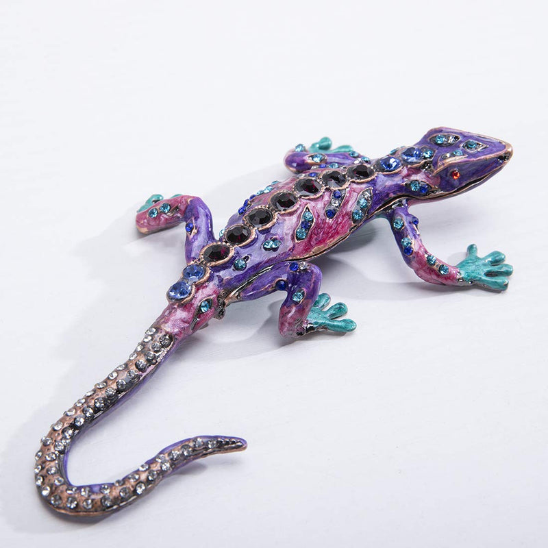 [Australia] - Purple Lizard Jewelry Trinket Boxes Hinged Animal Figurines Collectibles 