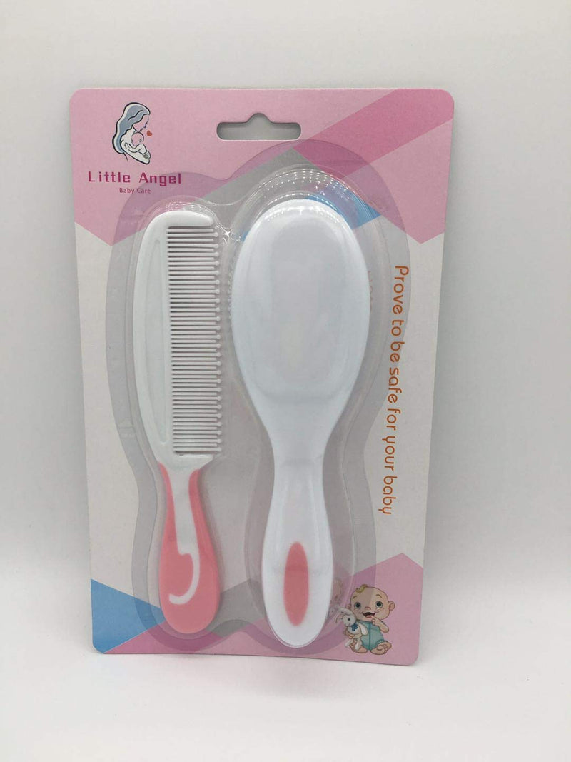 [Australia] - Little Angel Baby Brush and Comb Set,Super Soft Brush for Newborns and Toddlers,Pink 
