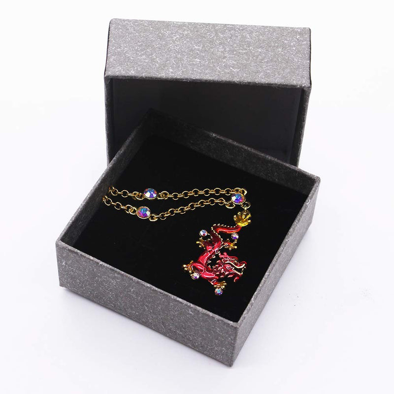 [Australia] - Superchic Red and Blue Enamel Chinese Dragon Necklace Embedded with Austrian Crystals and Gold Plating (Blue) 