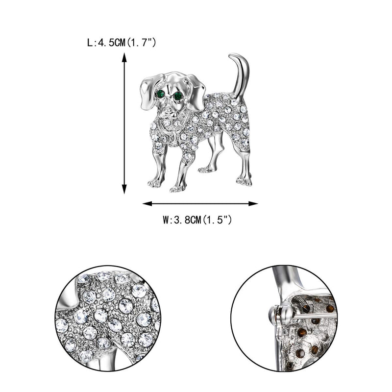 [Australia] - EVER FAITH Austrian Crystal Dog Brooch Silver-Tone Clear 