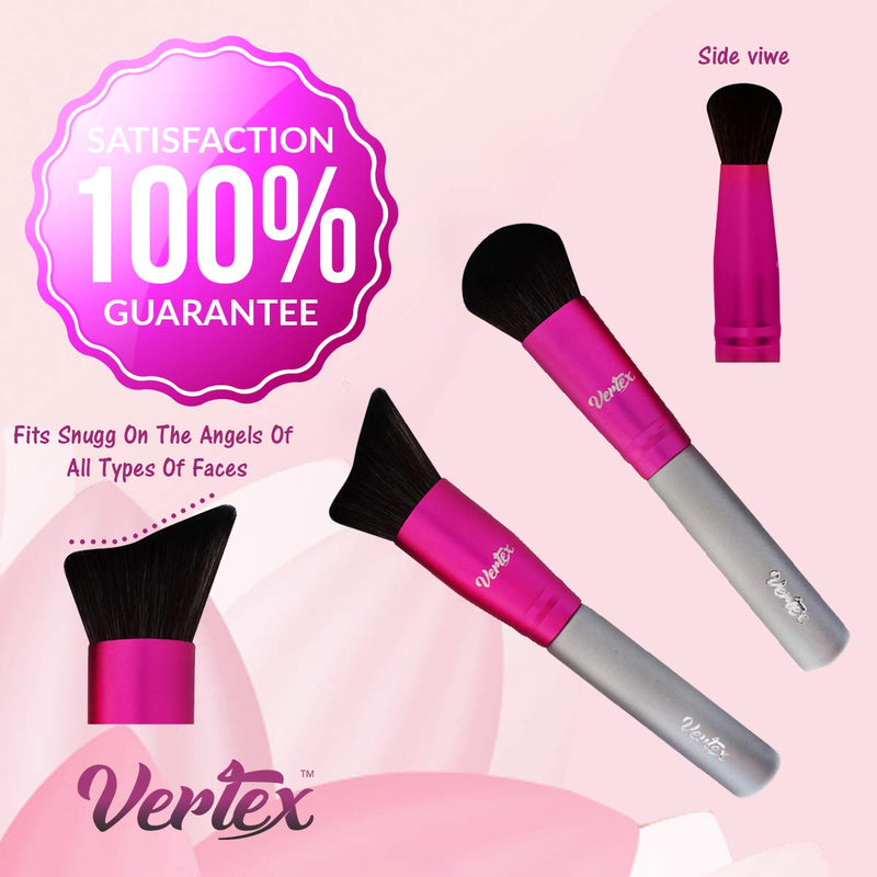 [Australia] - Vertex Beauty Blush Brush and Cheek Bronzer Highlighting Makeup Brushes | Create Dramatic Cheeks Angled Kabuki Gloss Highlights | Face Hugging Body Portable Contour Brush For Perfect Powder Mineral Blending Bronze Tan Face Tanning Brush Self Tanner 