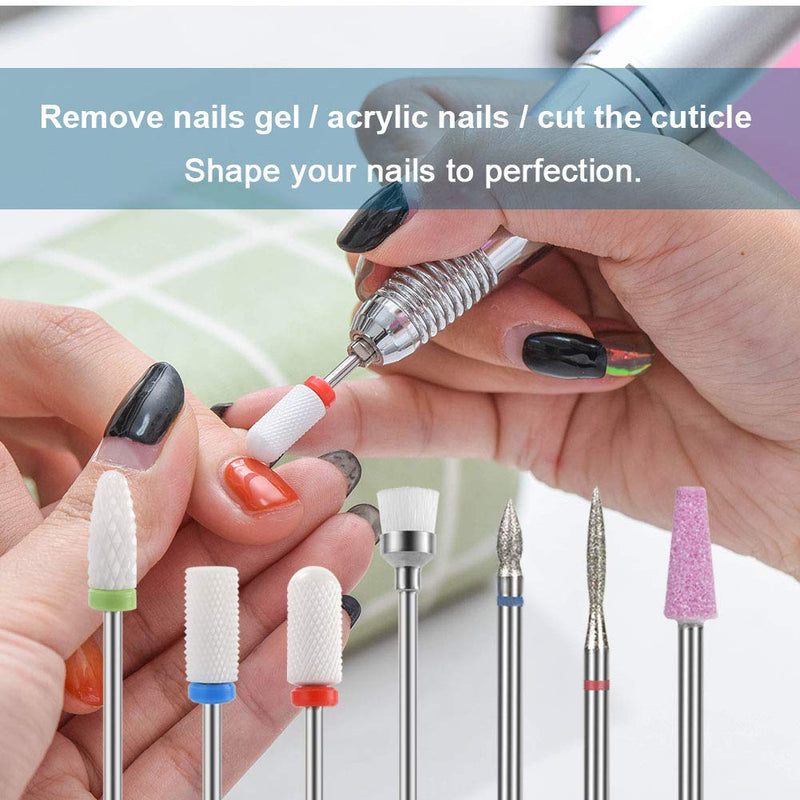 [Australia] - Ocim 7pcs Nail Drill Bits for Acrylic Nails, Professional Ceramic 3/32 Efile Nail Drill Bit, Fine Grit Nail File Drill Bits Set for Gel Nails Cuticle 