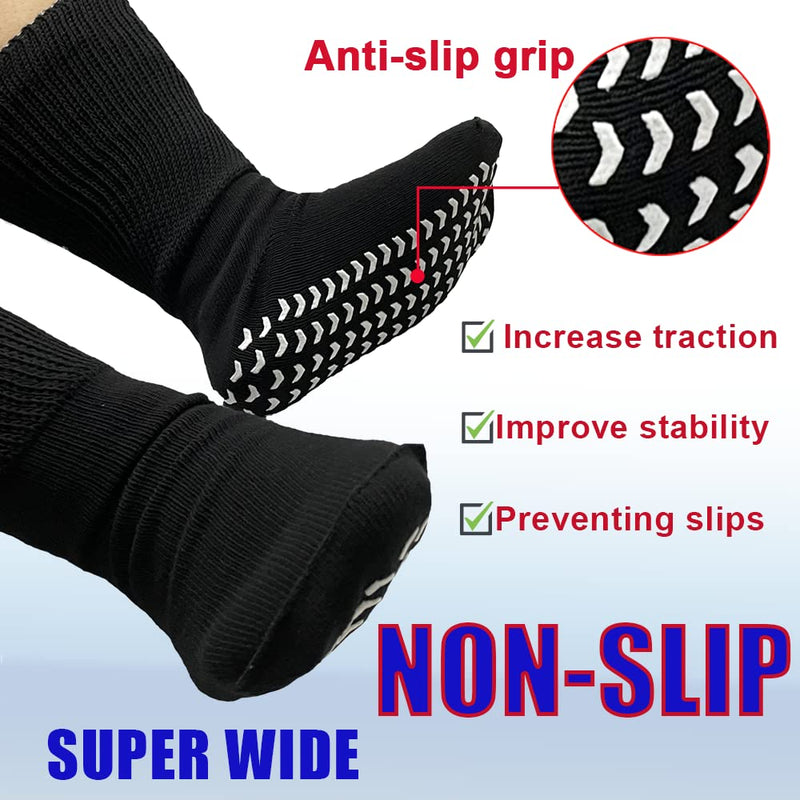 [Australia] - 2 Pairs of Extra Wide Diabetic Socks for Swollen Feet-Non Slip Cast Socks-Ideal for Edema Feet, Socks for Lymphedema, No Obstruction of Circulation, Mens and Womens-Black 