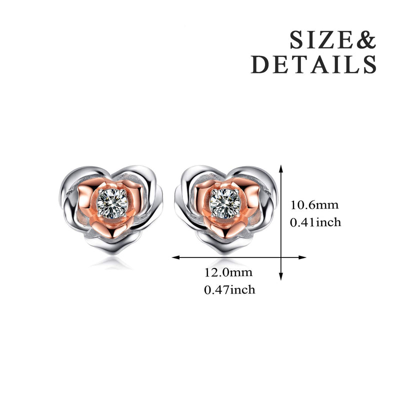 [Australia] - Sterling Silver Butterfly, Rose Flower Stud Earrings Hypoallergenic Jewelry for Women Heart shaped rose flower stud earrings 