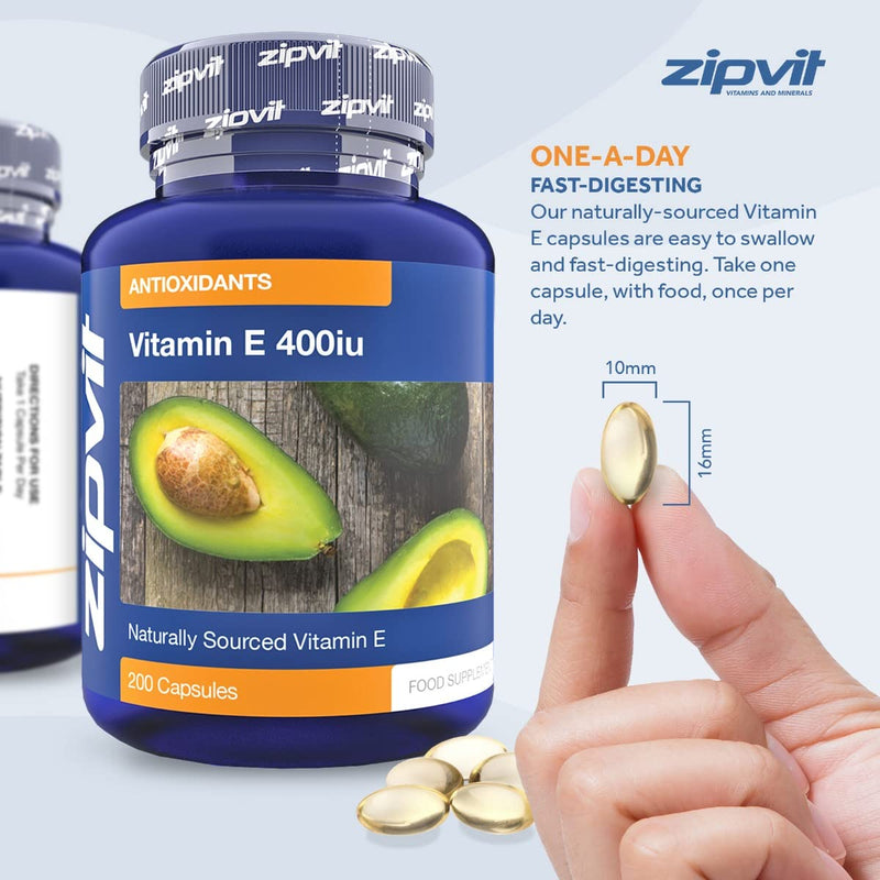 [Australia] - Vitamin E 400iu Supplement, 200 Softgel Capsules, Powerful Antioxidant, Protects Cells from Oxidative Stress, Supports Immune System, Over 6 Month Supply 