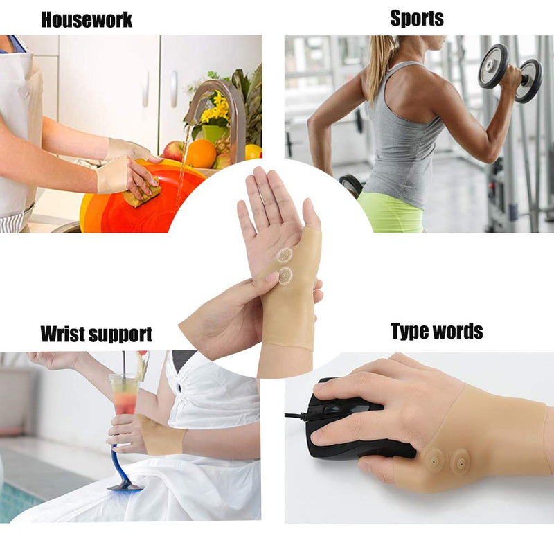 [Australia] - Thumb Wrist Support Brace (2 Pcs),Elastic Gel Arthritis Fingerless Glove with Magnetotherapy,Waterproof Wrist Compression Sleeve Splint for Sprained,Tendonitis,Carpal Tunnel Hand Joint Pain Relief 