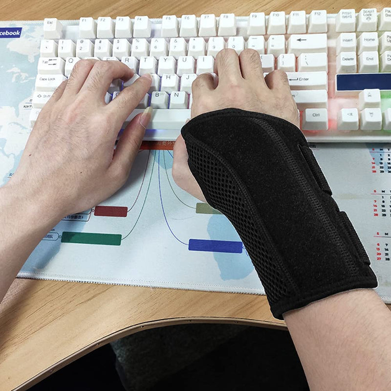 [Australia] - NuCamper Wrist Brace Carpal Tunnel Right Left Hand for Men Women, Night Wrist Sleep Supports Splints Arm Stabilizer with Compression Sleeve Adjustable Straps,for Tendonitis Arthritis Pain Relief (Right Hand-Beige, Small/Medium (Pack of 1)) 