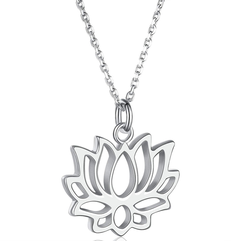 [Australia] - Annis Munn Lotus Necklace - 925 Sterling Silver Flower Pendant Necklace, Dainty Lotus Charm Valentine's Day Jewelry 