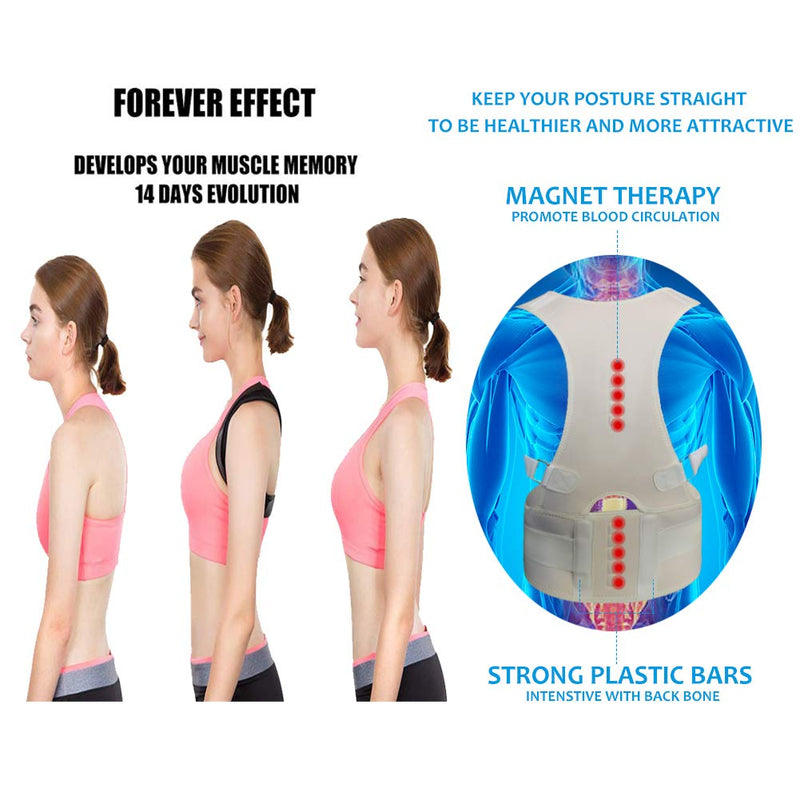 [Australia] - Thoracic Back Brace Posture Corrector - Magnetic Support for Neck Shoulder Upper and Lower Back Pain Relief - Perfect Posture Brace for Cervical Lumbar Spine - Fully Adjustable Belt (Beige, X-Large) Beige X-Large (Pack of 1) 