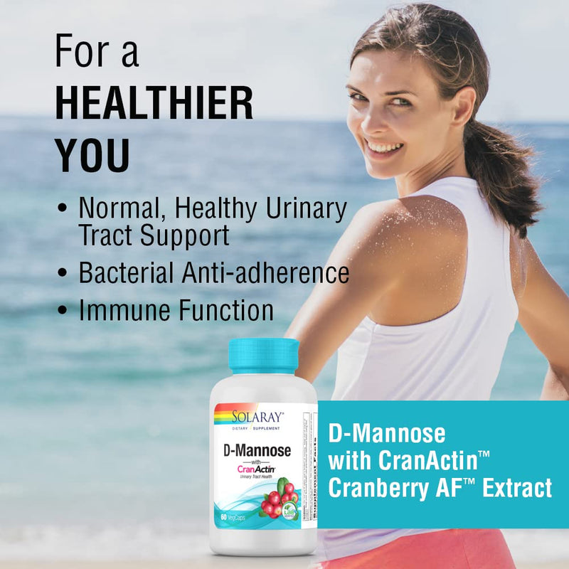 [Australia] - D-Mannose with CranActin, Urinary Tract Health, 60 VegCaps, Solaray 