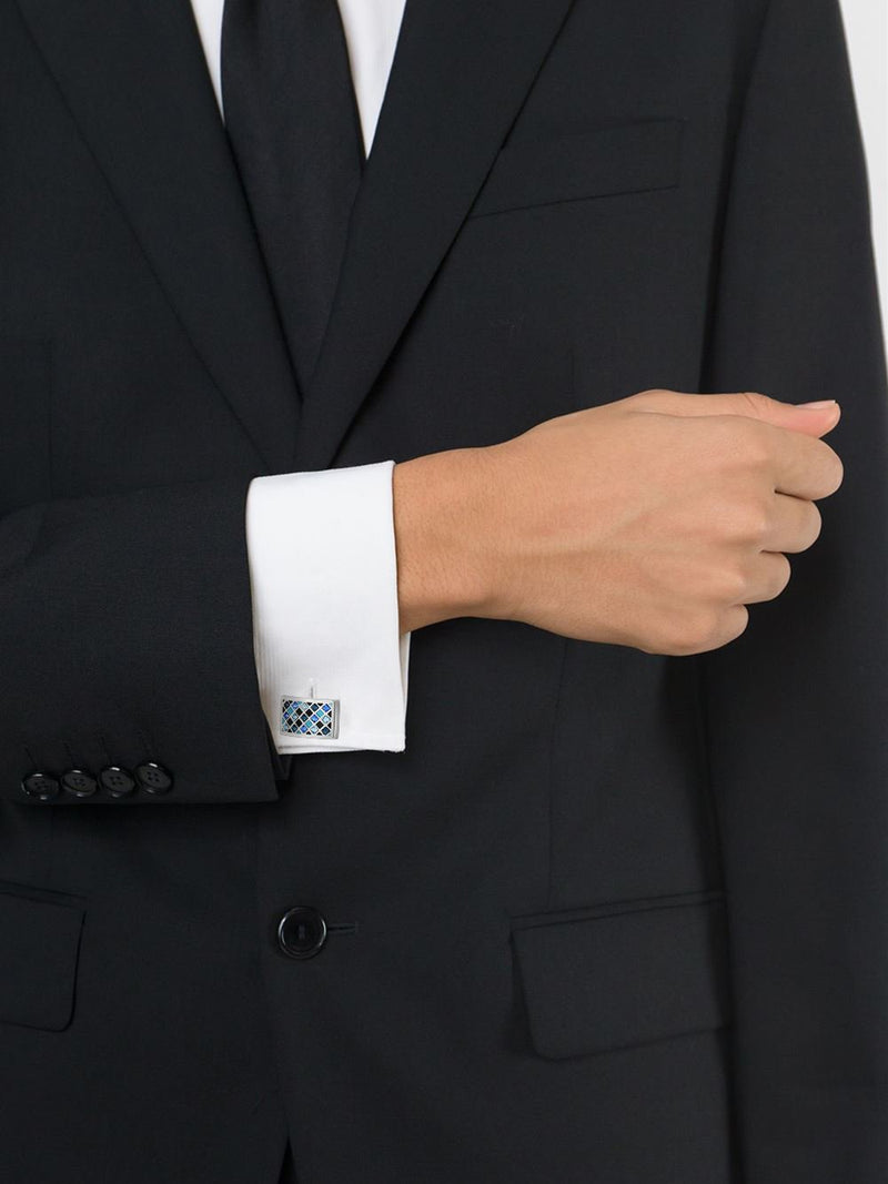 [Australia] - Mr.Van Elegant Swarovski Crystal Cufflinks Blue Glimmering Cuff Links Set Wedding for Him 