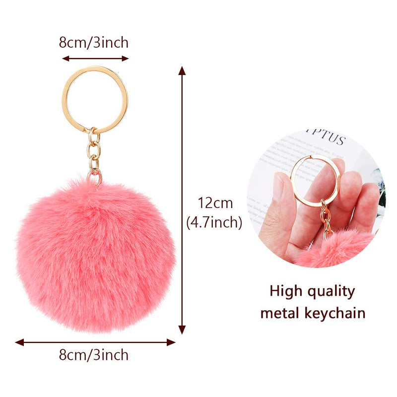 [Australia] - Auihiay 32 Pieces Pom Poms Keychain Fluffy Ball Key Chain Faux Rabbit Fur Pompoms Keyring for Girls Women 