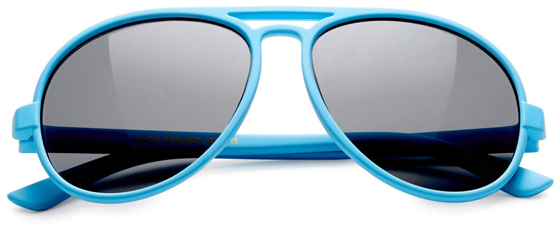 [Australia] - Baby Toddler Infant Shatterproof Aviator Sunglasses for Boys Girls Kids Age 0-4 Baby Blue | Smoke 