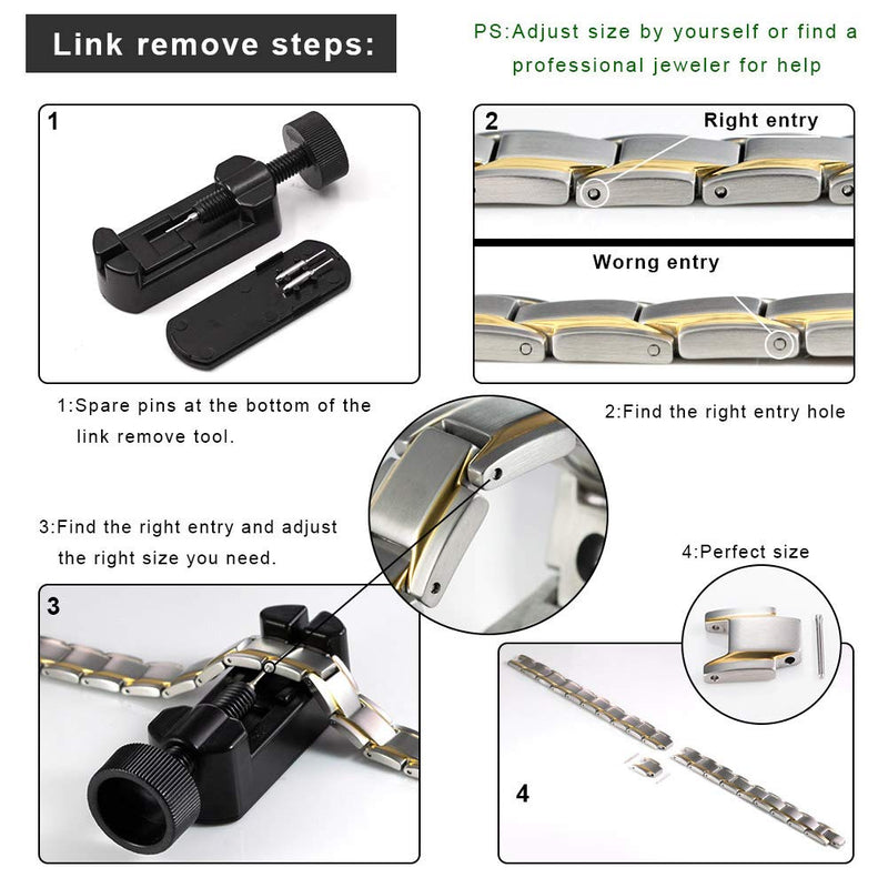 [Australia] - JFUME Magnetic Mens Bracelets 18K Plated Gold Silver Stainless Steel Link Bracelet for Men 8.5" Adjustable with Link Removal Tool Silver with Gold 