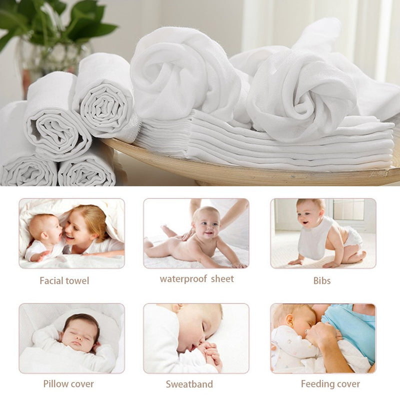 [Australia] - Muslin Squares 10 Pack Baby Muslin Cloths Super Soft and Absorbent Washable at 90°C 35x50cm by YOOFOSS 