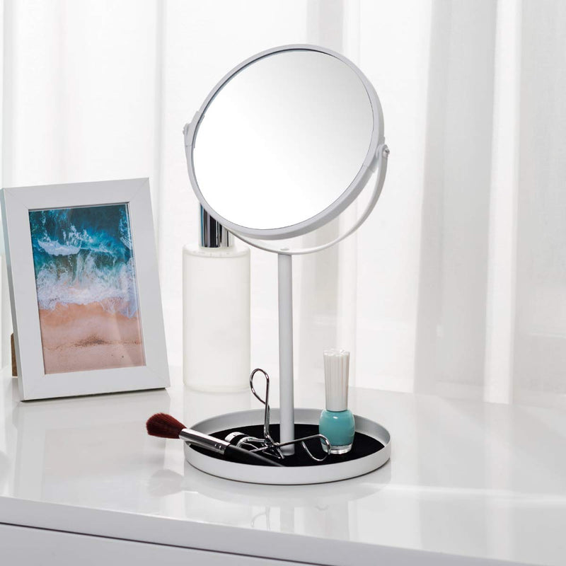 [Australia] - Ettori Makeup Mirror Dual Sided Vanity Mirror, 1X and 5X Magnification, 360 Swivel Round Mirror, No Light, White 
