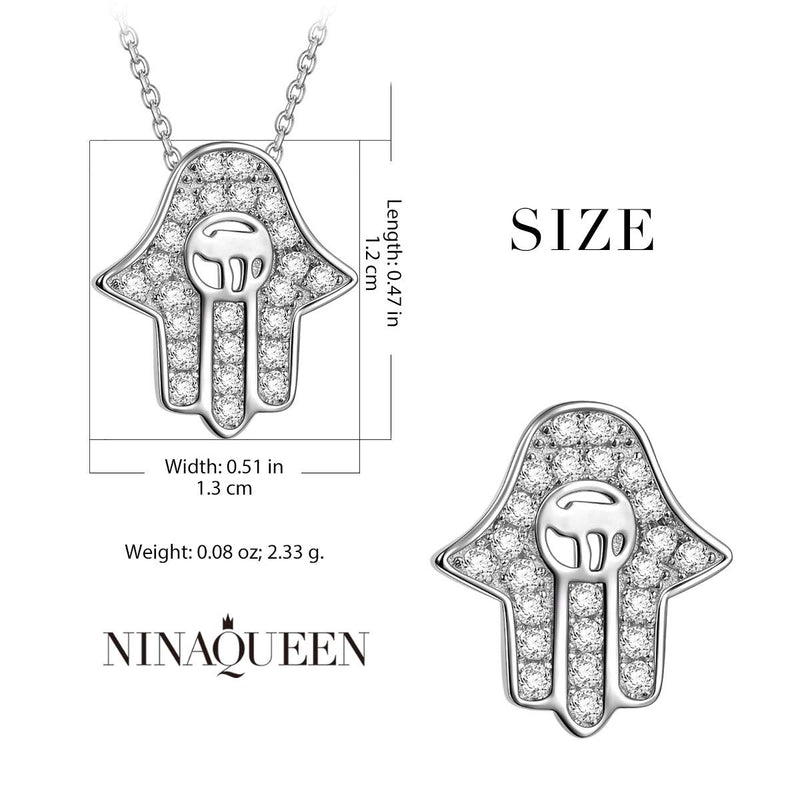 [Australia] - NINAQUEEN 925 Sterling Silver Necklace for Women Hamsa Hand Pendant Necklace Swarovski Crystals Jewelry Gifts for Women Girls 
