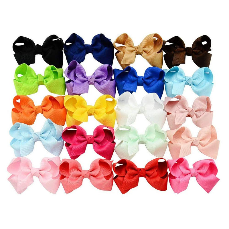 [Australia] - JOYOYO 40 Pcs Toddler Girls Hair Bows Hair Clips for Girls Medium Size Bows for Girls Hair Grosgrain Ribbon Bows, Kids Hair Accessory 3 Inch Hair Bows In Pairs 