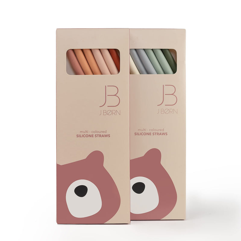 [Australia] - J.Børn 6 Pcs Silicone Straws and Cleaning Brush, Reusable Silicone Drinking Straws, Bend Spiral BPA Free Reuse Straws with 100% Food Grade Silicone (Red) Red 