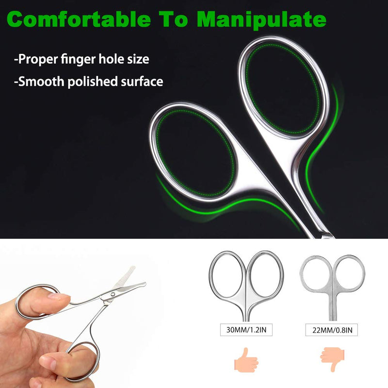 [Australia] - FERYES Nose Hair Scissors and Eyebrow Scissors Set, 2PCS Beauty Scissor for Ear Hair, Mustache/Beard Trimming, Straight and Rouned Tip Small Facial Hair Grooming Scissors for Men and Women Pointed + Round Tip 