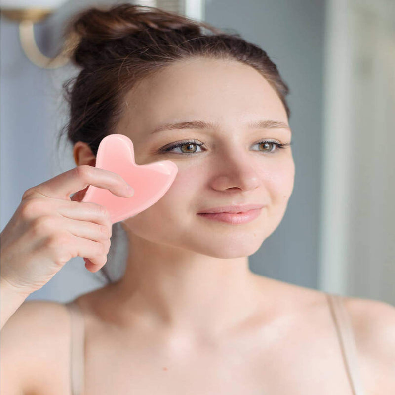 [Australia] - Gua Sha Tool for Face: Real Jade Gua Sha Tools Beauty Skin Care Facial Massager Scrapping Board, for Face and Body, for SPA Acupuncture Therapy Trigger Point Treatment(Pink) 