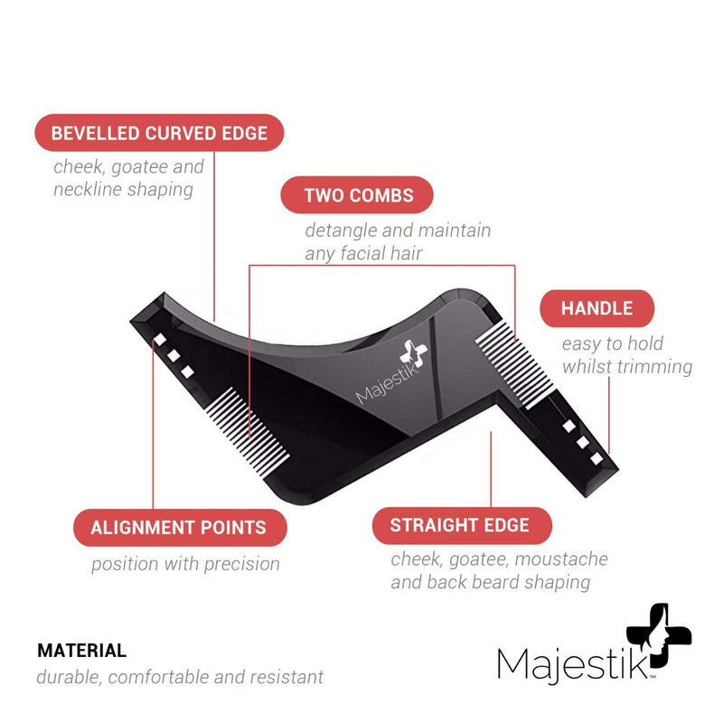 [Australia] - The Beard Styling Template- Stencil for Men - Lightweight and Flexible - One Size Fits All - Curve Cut, Step Cut, Neckline & Goatee Beard Shaping Tool in Black 