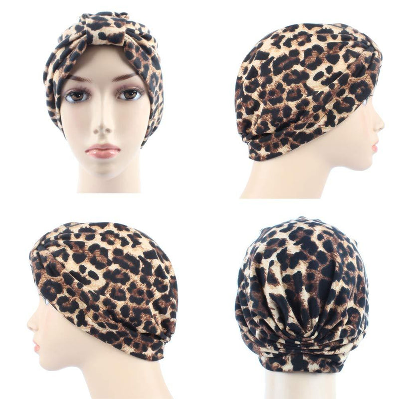 [Australia] - BABAHU 1Pack / 2Packs Women Turban African Pattern Cotton Knotted peas pre-Tied hat Makeup Cap Hair Loss Cap 2pcs-colour01+colour03 