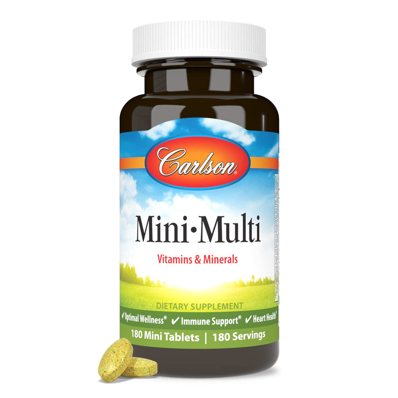 [Australia] - Carlson - Mini-Multi, Small Multivitamin Tablets, Vitamins & Minerals, Immune Support & Heart Health, Optimal Wellness, Mini Multivitamins, Multivitamin Mini Tabs, Easy to Swallow, 180 Mini Tablets 180 Count (Pack of 1) 