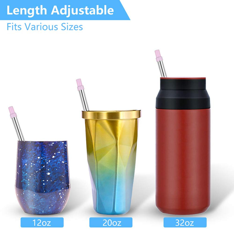 [Australia] - Anpro Collapsible Reusable Straws Metal - Stainless Steel Drinking Straws, Portable Telescopic Straw with Case & Key chain & Cleaner Brush, 2 Pack 