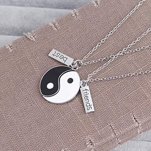 [Australia] - Yin Yang Pendant Necklace Taichi Earring Black White Best Friend Necklace Chinese Taoism Cremation Jewelry Set for Women 