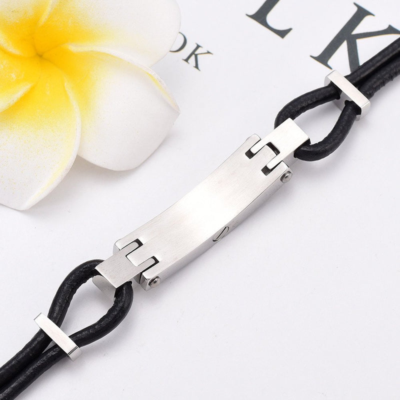 [Australia] - love of life Stainless Steel Memorial Urn Bracelet Genuine Leather Bracelet Cremation Ashes Keepsake Urn Link Bracelet 7.08" 