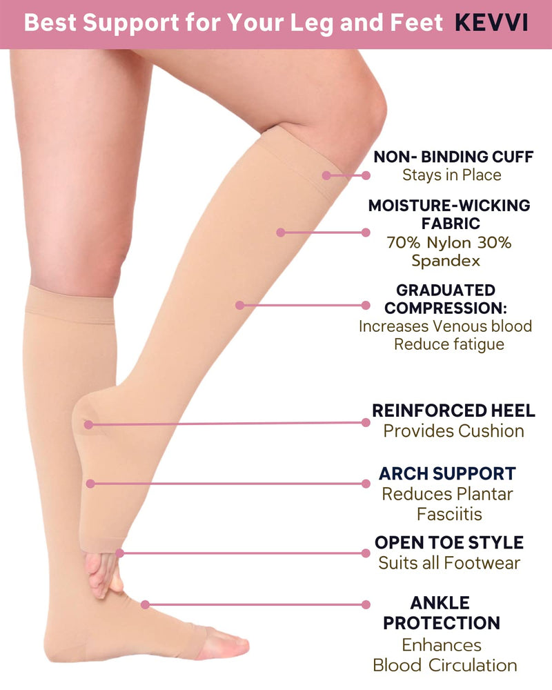 [Australia] - KEVVI - Knee High Support Hose Compression Socks 20-30 Medical Support Hose Compression Stockings for Women Ted Hose 2 pairs Small 