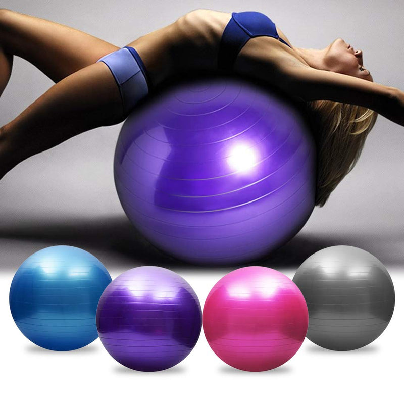 [Australia] - TOMSHOO Anti-Burst Yoga Ball With Air Pump And Thickened Stability Balance For Physical Fitness Silver 45cm 