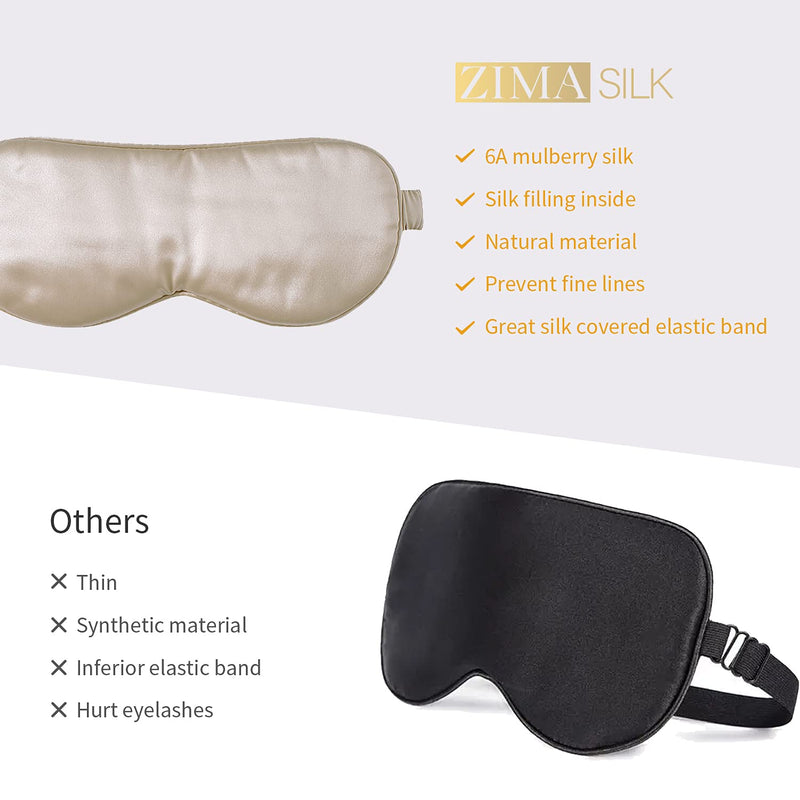 [Australia] - ZIMASILK 100% 22 Momme Pure Mulberry Silk Sleep Mask,Filled with 100% Mulberry Silk，Silk Wrapping Strap- Super Soft & Comfortable Sleep Eye Mask for Sleeping (Beige) Beige 