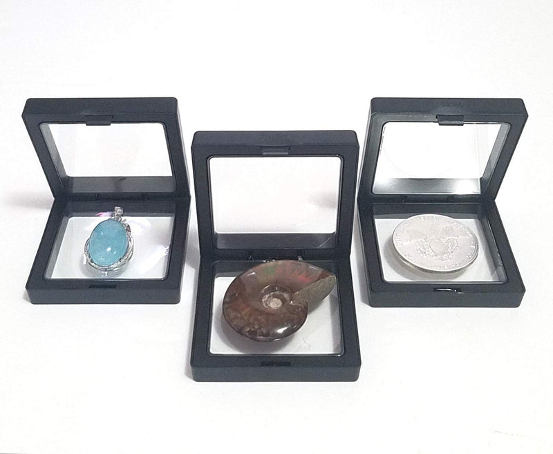 [Australia] - JM Future Black Transparent 3D Floating Frame Display Holder/Box/Frames for Challenge Coins, AA Medallions, Antique, Jewelry,Gift, White, 2.75 x 2.75 x 0.75 Inches (Set of 3 pcs) Set of 3 Pcs 