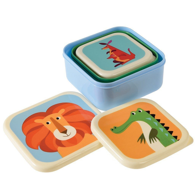 [Australia] - Children's Reusable BPA Free Snack Boxes (Set of 3) - Choice of Design (Colourful Creatures) Colourful Creatures 