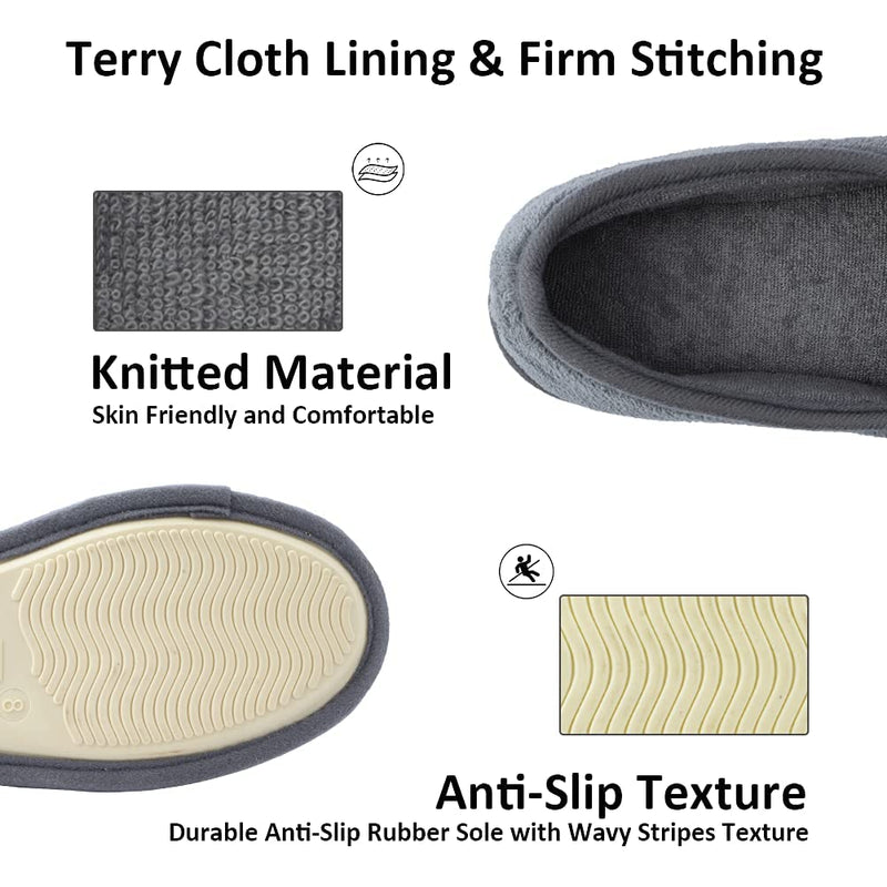 [Australia] - Women’s Diabetic Memory Foam Wide Fit Slippers Open Toe Adjustable Slip-on House shoes Indoor and Outdoor Rubber Sole 7 UK Grey 