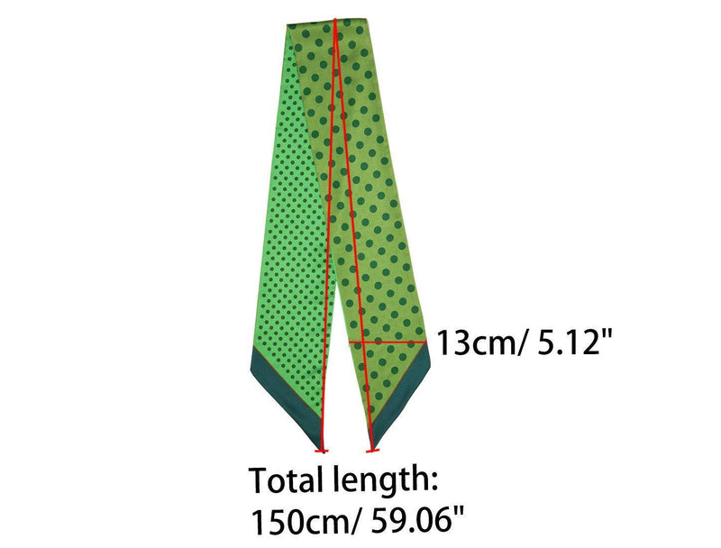 [Australia] - sourcing map Women Polka Dots Skinny Scarf Neck Scarves Double Sided Print Neckerchief Hairband 150 x 13cm / 59.06 x 5.12 inches(L*W) Green 
