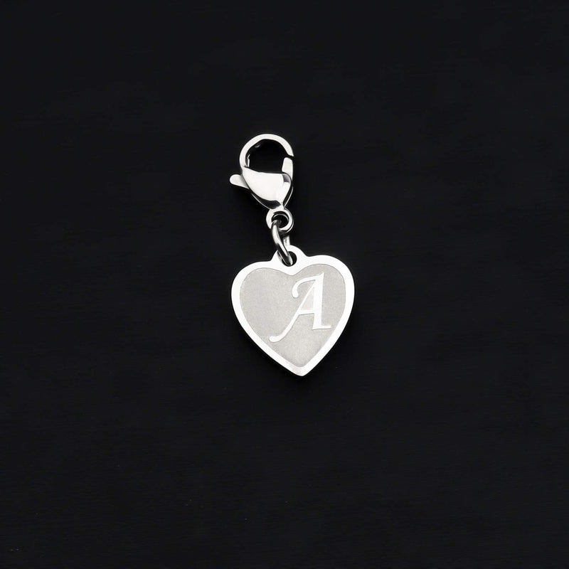 [Australia] - FAADBUK Initial Letter A-Z Alphabet Heart Charm for Bracelet Necklace Keychain Initial Stainless steel Clasp Clip on Charm 