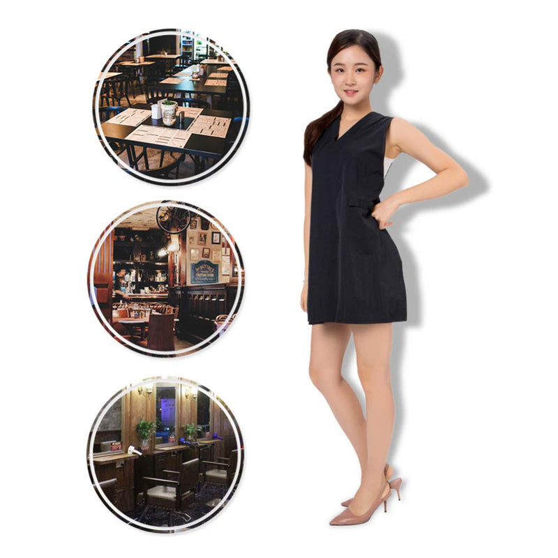 [Australia] - Lurrose Sleeveless Salon Smock Hair Stylist Apron Mesh Back V Neck Hair Salon Jacket Vest Barber Workwear Hairdresser Cape for Salon Shop 