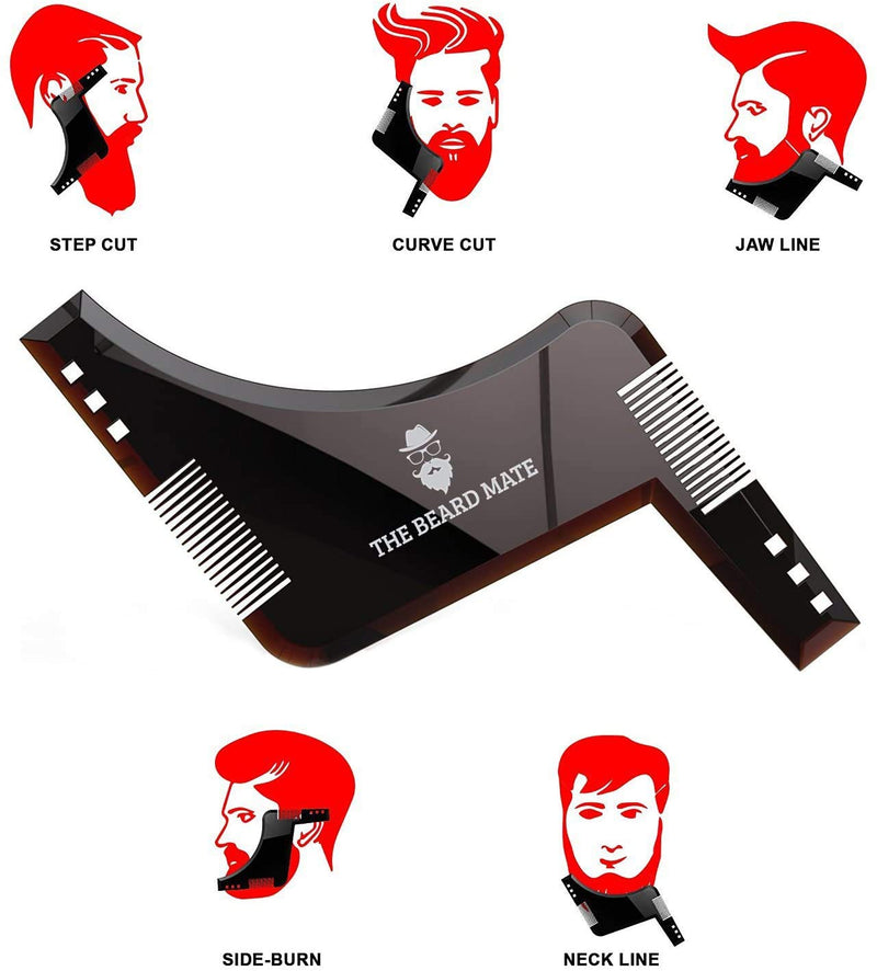 [Australia] - Beard Shaping Tool Template. Beard Shaper Tool Plus Comb for line up & Edging, Men's Facial Hair Hairline Perfect Symmetric Lines and Trim with Beard Trimmer Hair Clipper or Razor. 