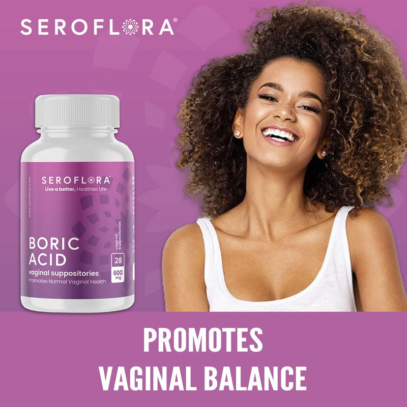 [Australia] - Seroflora Boric Acid Vaginal Suppositories 600 mg 28 Capsules - Boric Acid Pills for Women - Vaginal Health pH Balance for Women - Supports Vaginal Odor Control 28 Count (Pack of 1) 