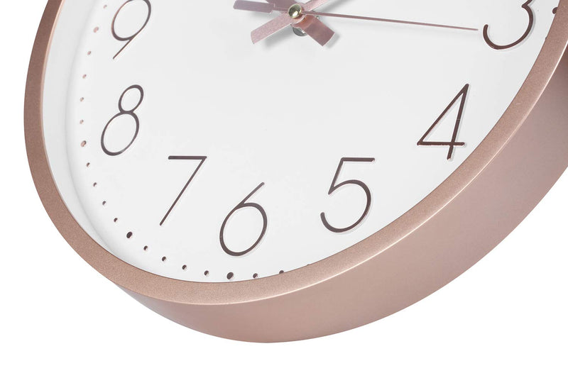 [Australia] - Rysunle 12 Inch Modern Wall Clock , Silent Non-Ticking Decorative Battery Operated Wall Clocks for Living Room, Office, Bathroom, Kitchen, Thicken Plastics Frame Glass Cover (Rose Gold) Rose Gold 