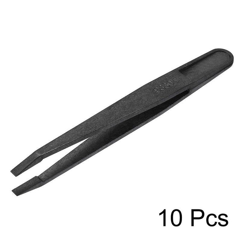 [Australia] - sourcingmap Plastic Anti-Static Tweezers, Precision Slant Tip for Jewelry Craft DIY Beauty Electronics Repair Tool Black 10 Pcs 