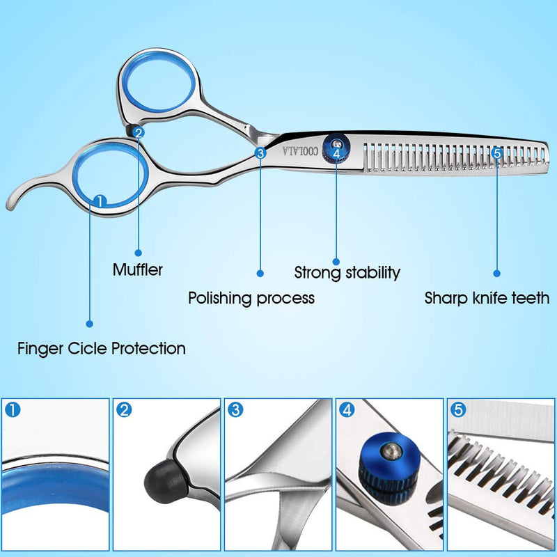 [Australia] - Coolala Stainless Steel Hair Cutting Scissors Thinning Shears 6.5 Inch Professional Salon Barber Haircut Scissors Family Use for Man Woman Adults Kids 