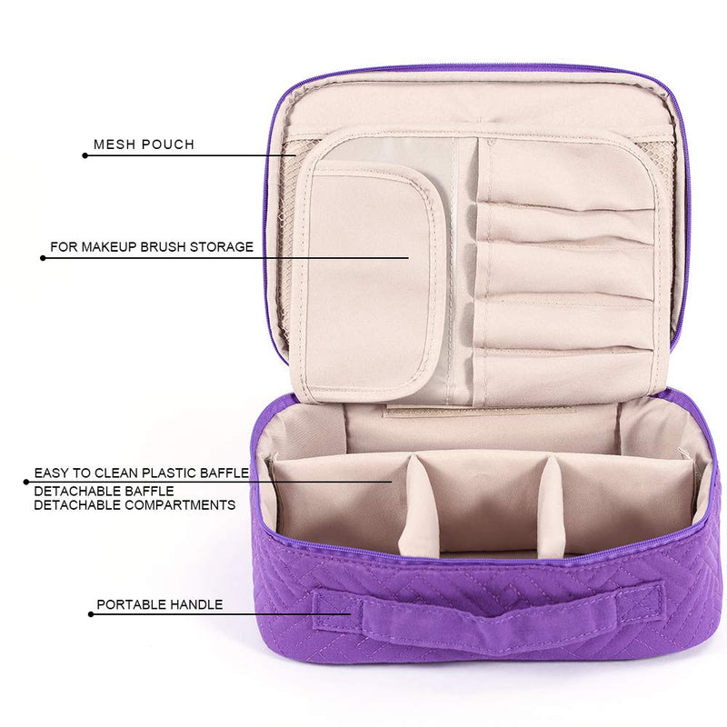 [Australia] - Travel Makeup Bag, WEIBIN Portable Cosmetic Bag Makeup Case Organizer with Handle for Women and Girls – Purple 