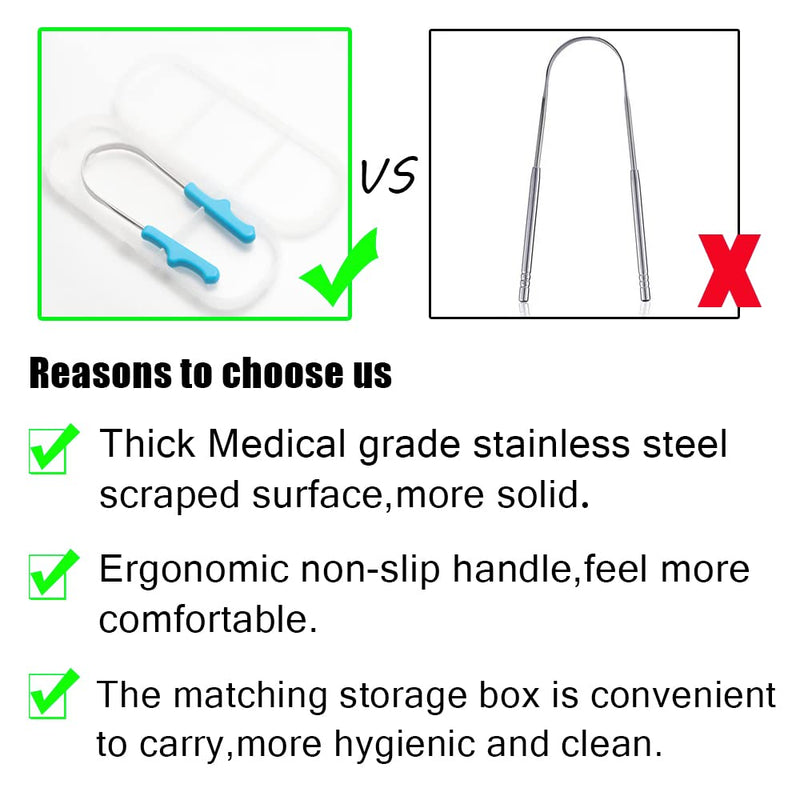 [Australia] - Tongue Scraper Stainless Steel,Tongue Cleaner with Storage Box Fights Bad Breath for Oral Care 