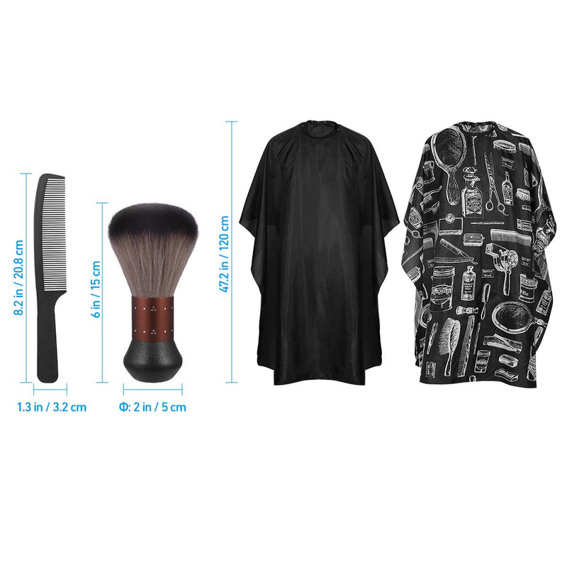 [Australia] - Salon Barber Cape with Snap Closure, Frcolor 2 Pack Professional Hair Cutting Cape with Neck Duster Brush and Black Hair Comb 