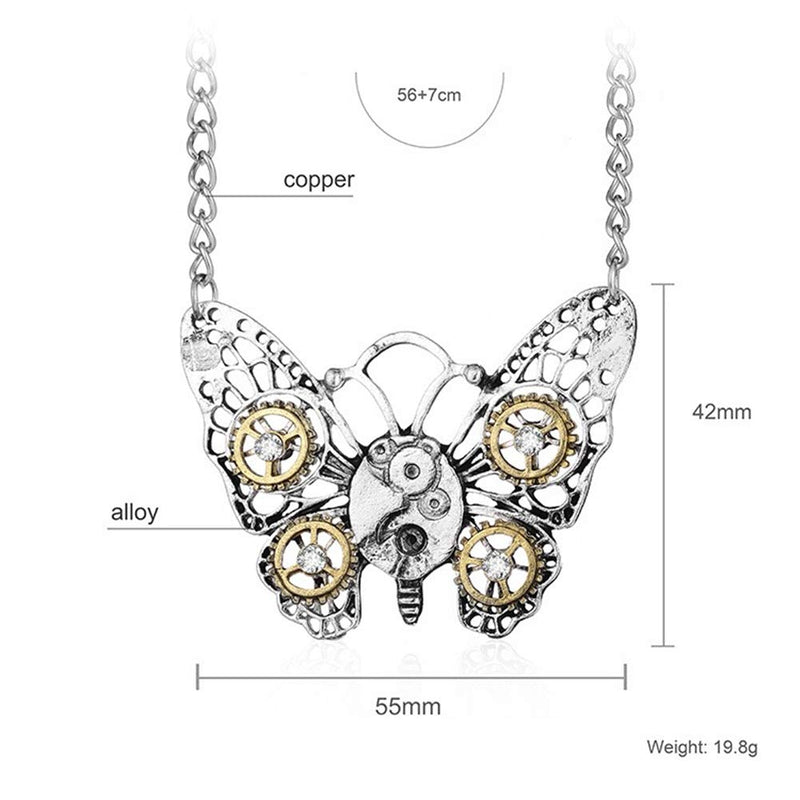 [Australia] - AILUOR Steampunk Gear Pendant Necklace, Punk Vintage Gothic Love Heart Owl Butterfly Bee Insect Chain Sweater Pendant Necklace Jewelry for Women Girl 