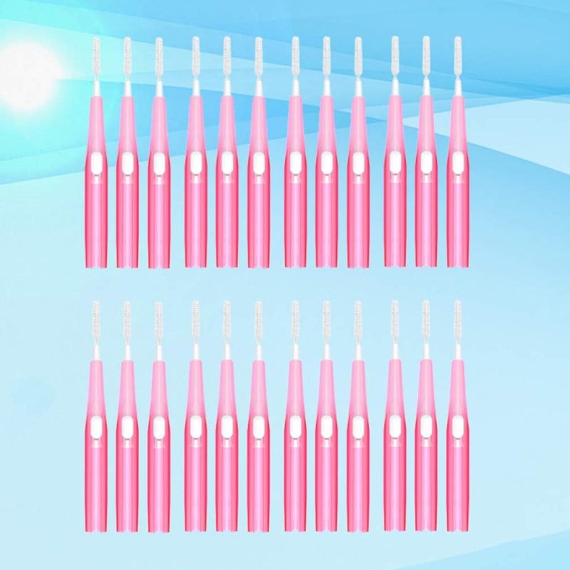 [Australia] - HEALLILY 30Pcs Interdental Brush Tooth Cleaner Toothpick Flossing Head Between Teeth Brush Interdental Brush Dental Flosser Tooth Cleaning Tool Pink 